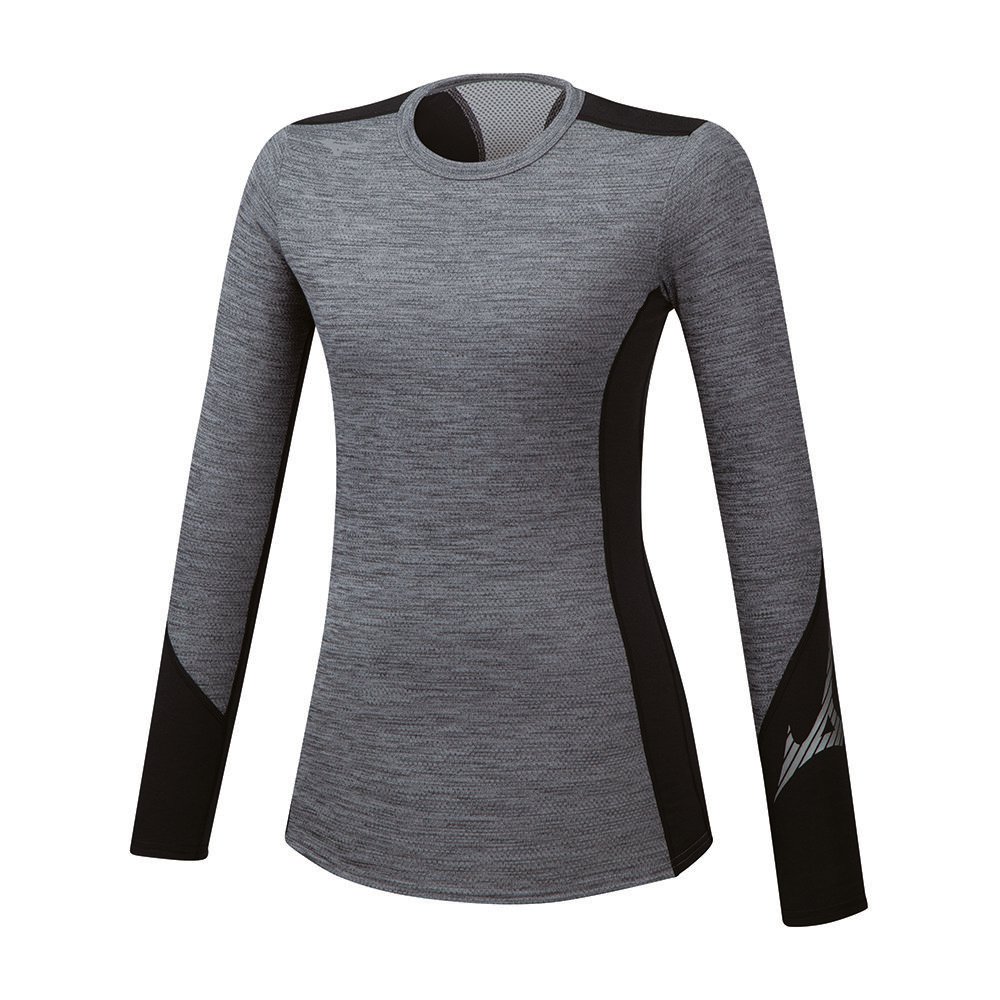 Camiseta Mizuno Running Virtual Body G2 Crew - Mulher - Cinzentas/Pretas - HWBRF2906